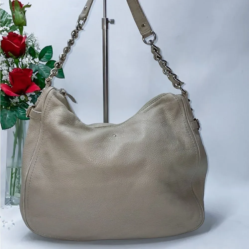 Kate Spade Leather Hobo Bag Gray Large